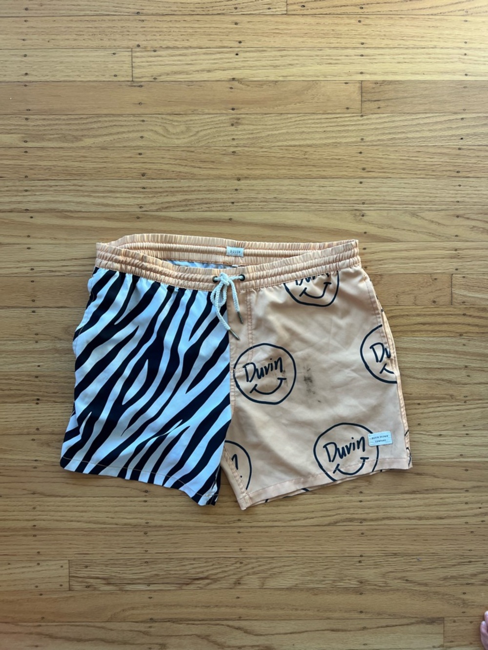 Duvin Design Co Mens Zebra Swim Trunks Orange Black White Size Medium